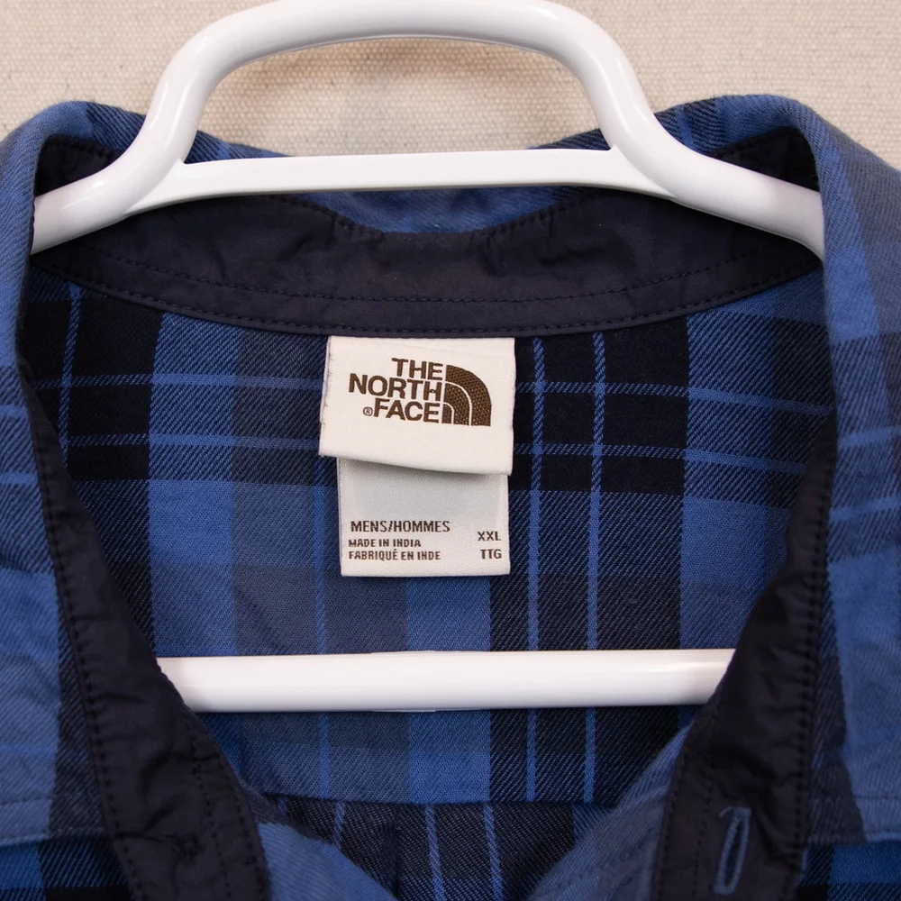 The North Face Arroyo blue plaid button up flannel shirt-XXL